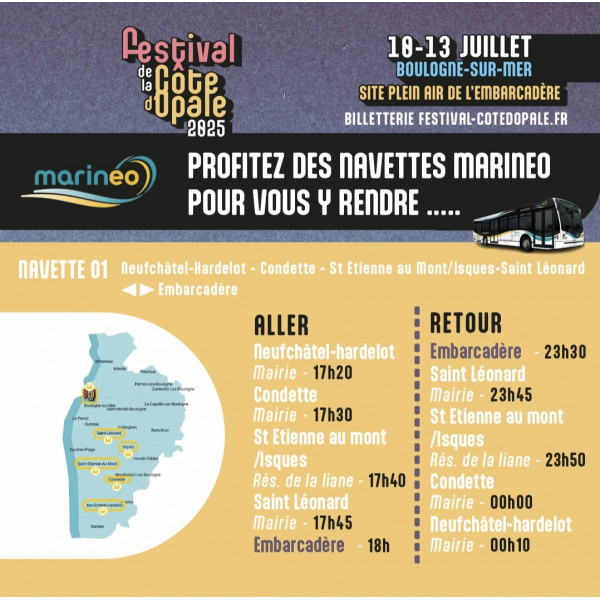 NAVETTE 01 - SAM. 12/07/25 - NEUFCHÂTEL-HARDELOT - CONDETTE - ST ETIENNE AU MONT-ISQUES - SAINT LEONARD - EMBARCADÈRE NAVETTE 01 - SAM. 12/07/25 - NEUFCHÂTEL-HARDELOT - CONDETTE - ST ETIENNE AU MONT-ISQUES - SAINT LEONARD - EMBARCADÈRE