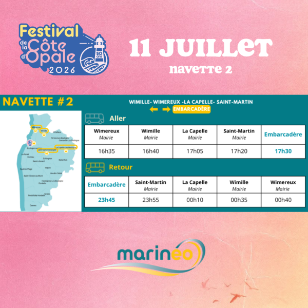SAM. 11 JUILLET - NAVETTE 2 : WIMEREUX - WIMILLE - LA CAPELLE - SAINT-MARTIN - EMBARCAD&Egrave;RE